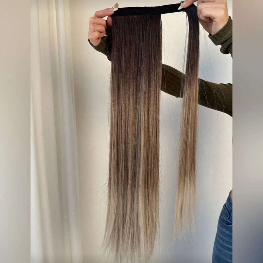 Balayage Wrap-Around Ponytail – Ombre Brown to Ash Blonde 32 “Extension - Picture 12 of 15